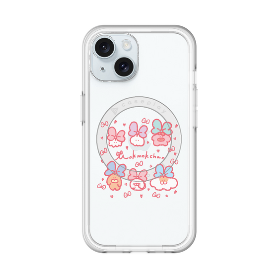 スリムプロテクションプレミアムケース with MagSafe［ もくもくちゃん - リボン ］