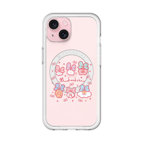 スリムプロテクションプレミアムケース with MagSafe［ もくもくちゃん - リボン ］