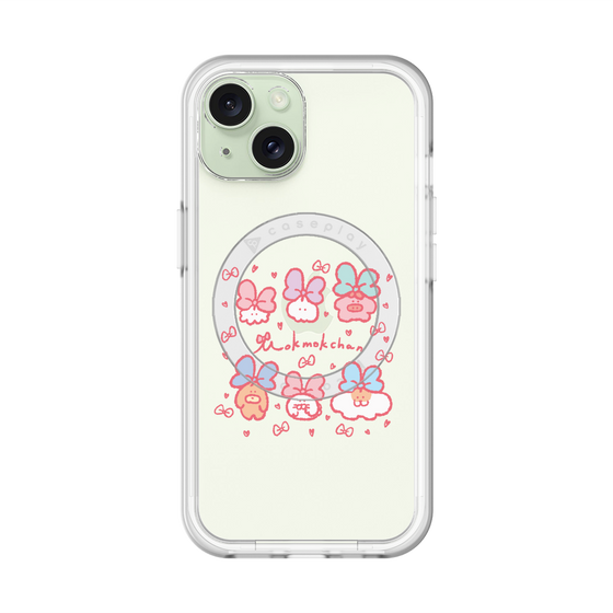 スリムプロテクションプレミアムケース with MagSafe［ もくもくちゃん - リボン ］