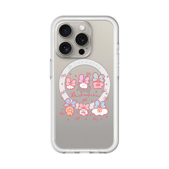 スリムプロテクションプレミアムケース with MagSafe［ もくもくちゃん - リボン ］