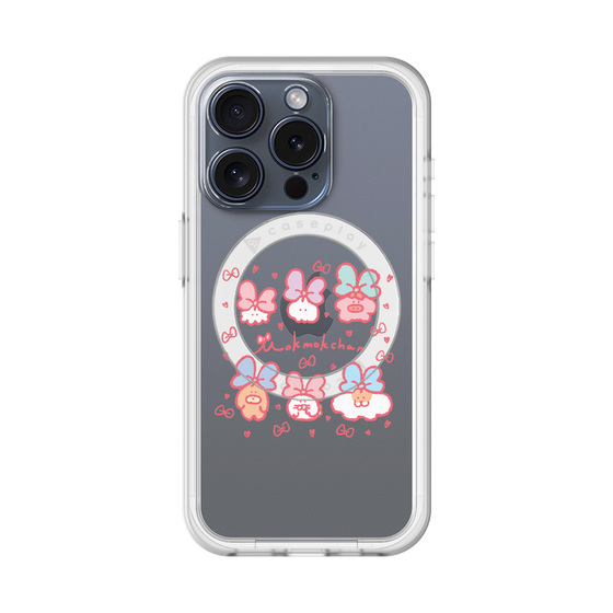 スリムプロテクションプレミアムケース with MagSafe［ もくもくちゃん - リボン ］