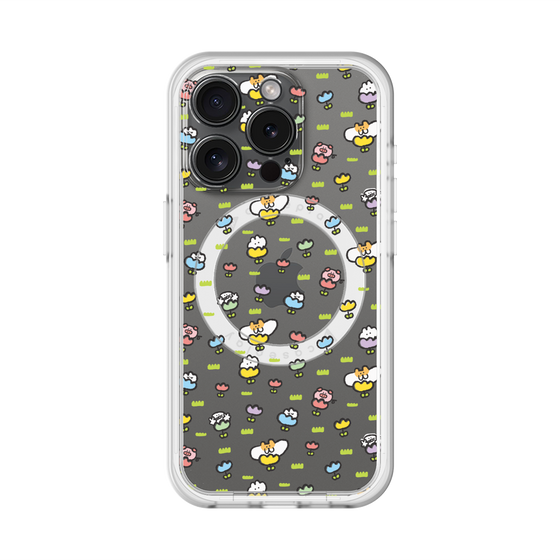 スリムプロテクションプレミアムケース with MagSafe［ もくもくちゃん - フラワー - 総柄 ］