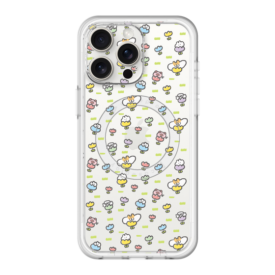 スリムプロテクションプレミアムケース with MagSafe［ もくもくちゃん - フラワー - 総柄 ］