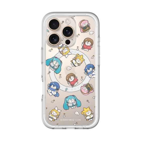 スリムプロテクションプレミアムケース with MagSafe［ しろたん×初音ミク - 総柄 - クリア ］
