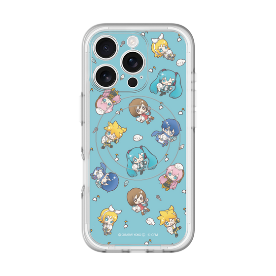 スリムプロテクションプレミアムケース with MagSafe［ しろたん×初音ミク - 総柄 - カラー ］