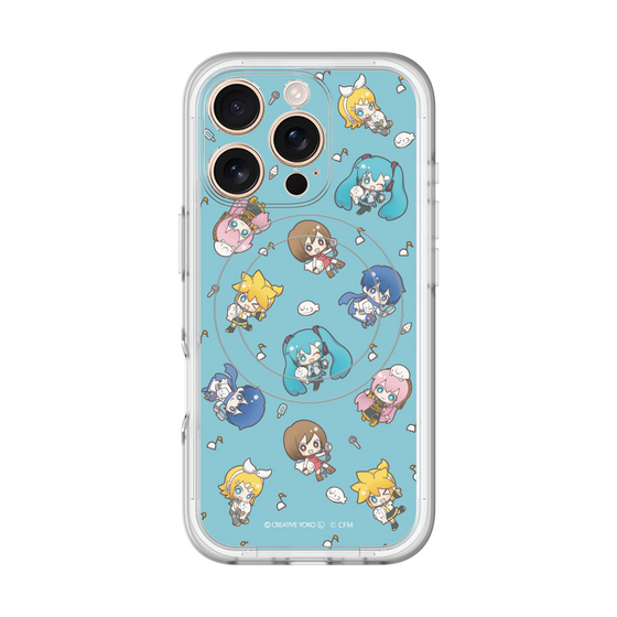 スリムプロテクションプレミアムケース with MagSafe［ しろたん×初音ミク - 総柄 - カラー ］