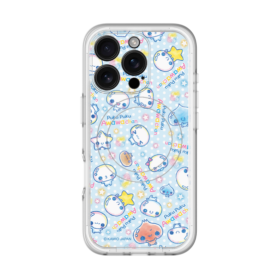 スリムプロテクションプレミアムケース with MagSafe［ ぷくぷくあわわちゃん - 総柄 ］