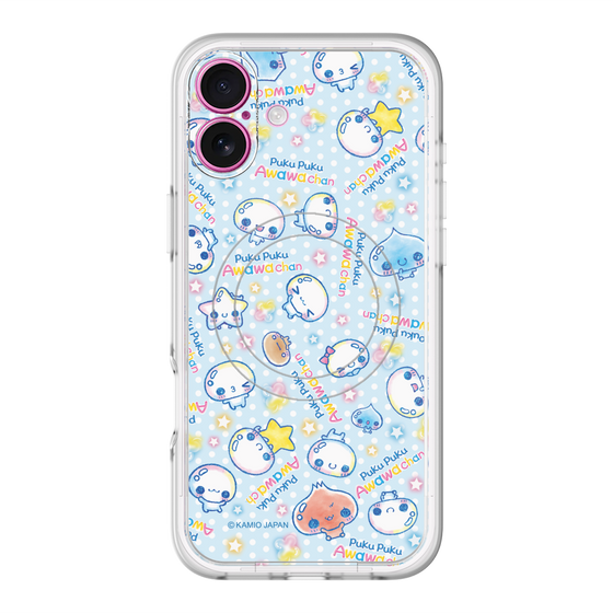 スリムプロテクションプレミアムケース with MagSafe［ ぷくぷくあわわちゃん - 総柄 ］