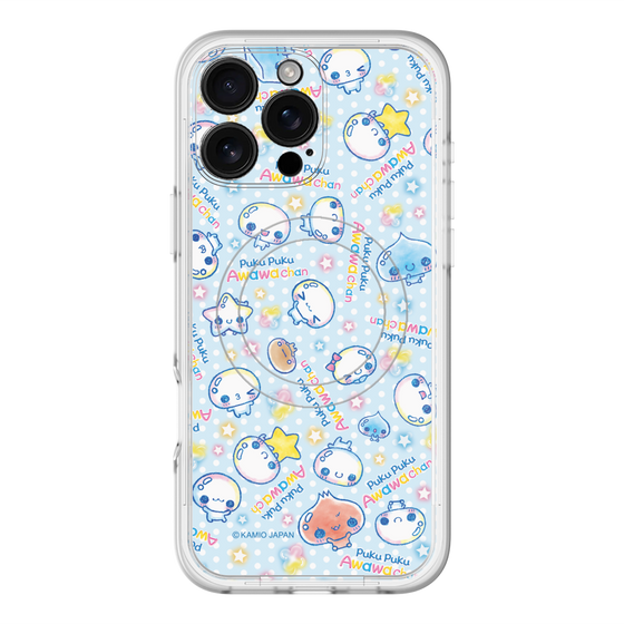 スリムプロテクションプレミアムケース with MagSafe［ ぷくぷくあわわちゃん - 総柄 ］