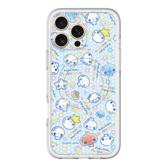 スリムプロテクションプレミアムケース with MagSafe［ ぷくぷくあわわちゃん - 総柄 ］