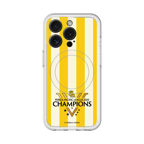 スリムプロテクションプレミアムケース with MagSafe［ 福岡ソフトバンクホークス - PERSOL PACIFIC LEAGUE 2025 CHAMOIONS ロゴ - ストライプ ］