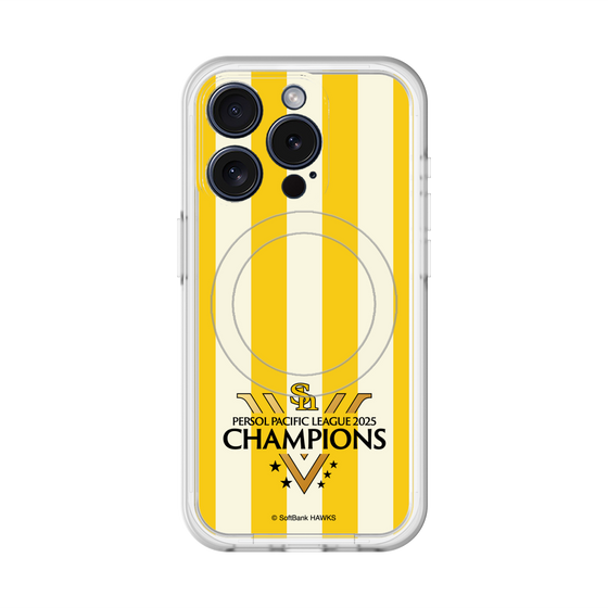 スリムプロテクションプレミアムケース with MagSafe［ 福岡ソフトバンクホークス - PERSOL PACIFIC LEAGUE 2025 CHAMOIONS ロゴ - ストライプ ］
