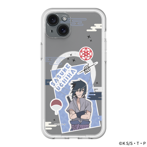 スリムプロテクションプレミアムケース with MagSafe［ NARUTO -ナルト- 疾風伝 - ステッカー - うちはサスケ ］