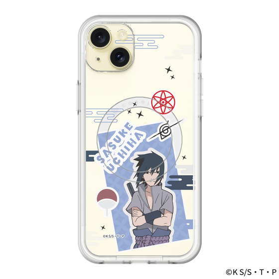 スリムプロテクションプレミアムケース with MagSafe［ NARUTO -ナルト- 疾風伝 - ステッカー - うちはサスケ ］