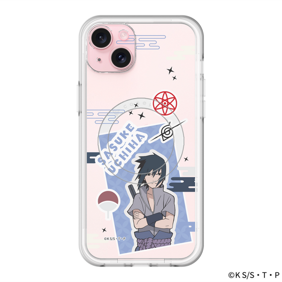 スリムプロテクションプレミアムケース with MagSafe［ NARUTO -ナルト- 疾風伝 - ステッカー - うちはサスケ ］