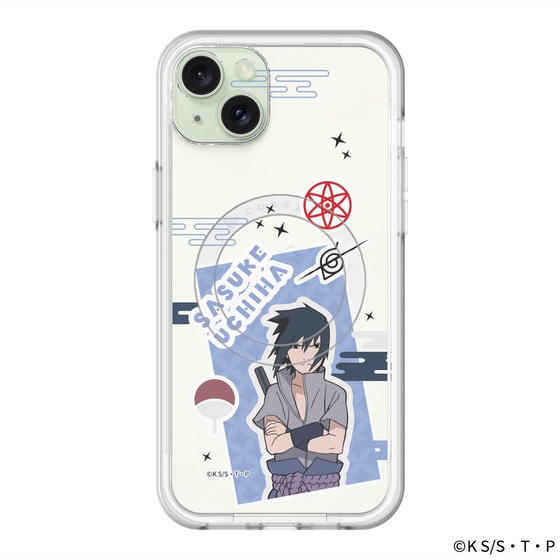 スリムプロテクションプレミアムケース with MagSafe［ NARUTO -ナルト- 疾風伝 - ステッカー - うちはサスケ ］