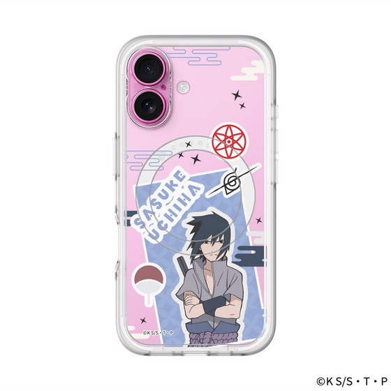 スリムプロテクションプレミアムケース with MagSafe［ NARUTO -ナルト- 疾風伝 - ステッカー - うちはサスケ ］