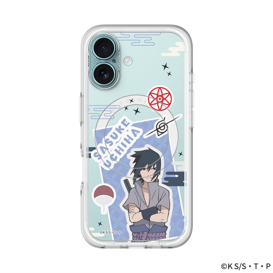 スリムプロテクションプレミアムケース with MagSafe［ NARUTO -ナルト- 疾風伝 - ステッカー - うちはサスケ ］