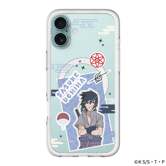 スリムプロテクションプレミアムケース with MagSafe［ NARUTO -ナルト- 疾風伝 - ステッカー - うちはサスケ ］