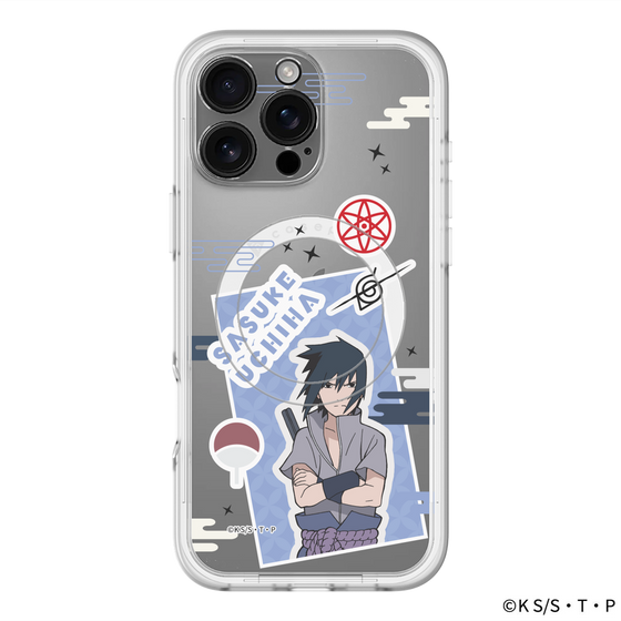 スリムプロテクションプレミアムケース with MagSafe［ NARUTO -ナルト- 疾風伝 - ステッカー - うちはサスケ ］