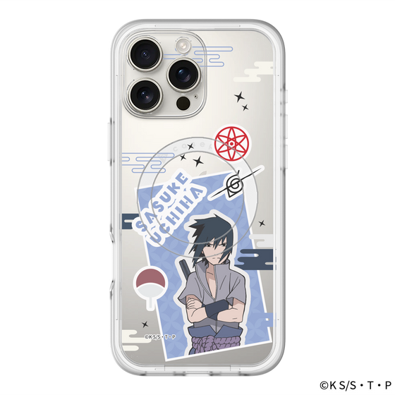 スリムプロテクションプレミアムケース with MagSafe［ NARUTO -ナルト- 疾風伝 - ステッカー - うちはサスケ ］