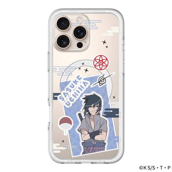 スリムプロテクションプレミアムケース with MagSafe［ NARUTO -ナルト- 疾風伝 - ステッカー - うちはサスケ ］