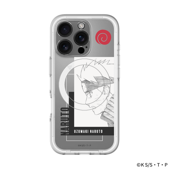 スリムプロテクションプレミアムケース with MagSafe［ NARUTO -ナルト- 疾風伝 - うずまきナルト - 線画 ］