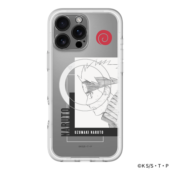 スリムプロテクションプレミアムケース with MagSafe［ NARUTO -ナルト- 疾風伝 - うずまきナルト - 線画 ］