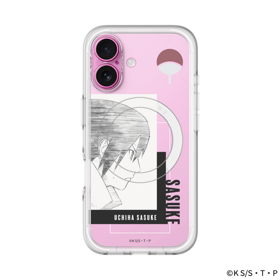スリムプロテクションプレミアムケース with MagSafe［ NARUTO -ナルト- 疾風伝 - うちはサスケ - 線画 ］