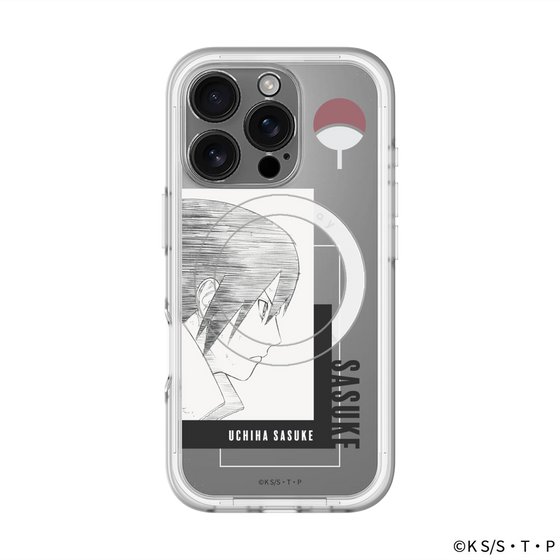 スリムプロテクションプレミアムケース with MagSafe［ NARUTO -ナルト- 疾風伝 - うちはサスケ - 線画 ］