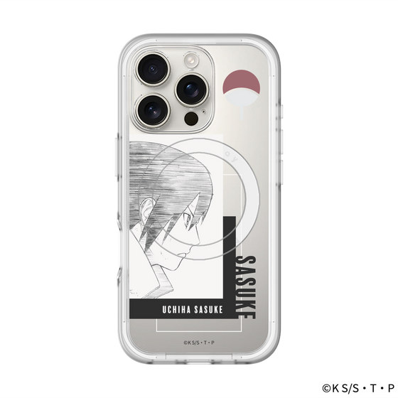スリムプロテクションプレミアムケース with MagSafe［ NARUTO -ナルト- 疾風伝 - うちはサスケ - 線画 ］