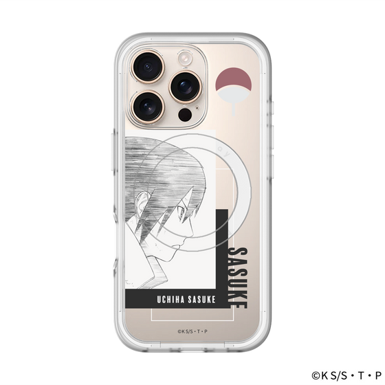 スリムプロテクションプレミアムケース with MagSafe［ NARUTO -ナルト- 疾風伝 - うちはサスケ - 線画 ］
