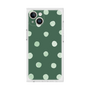 プレミアムスクエアケース［ 水彩ドット・レトロカラー - Green ］
