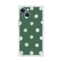 プレミアムスクエアケース［ 水彩ドット・レトロカラー - Green ］