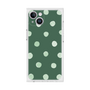 プレミアムスクエアケース［ 水彩ドット・レトロカラー - Green ］