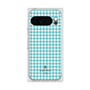 プレミアムスクエアケース［ Houndstooth Pattern Blue with LANVIN en Bleu logo- ランバン 千鳥格子柄 ブルー ］