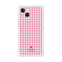 プレミアムスクエアケース［ Houndstooth Pattern Pink with LANVIN en Bleu logo- ランバン 千鳥格子柄 ピンク ］