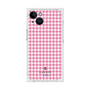 プレミアムスクエアケース［ Houndstooth Pattern Pink with LANVIN en Bleu logo- ランバン 千鳥格子柄 ピンク ］