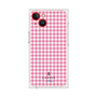 プレミアムスクエアケース［ Houndstooth Pattern Pink with LANVIN en Bleu logo- ランバン 千鳥格子柄 ピンク ］