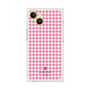 プレミアムスクエアケース［ Houndstooth Pattern Pink with LANVIN en Bleu logo- ランバン 千鳥格子柄 ピンク ］