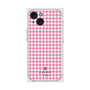 プレミアムスクエアケース［ Houndstooth Pattern Pink with LANVIN en Bleu logo- ランバン 千鳥格子柄 ピンク ］