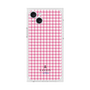 プレミアムスクエアケース［ Houndstooth Pattern Pink with LANVIN en Bleu logo- ランバン 千鳥格子柄 ピンク ］