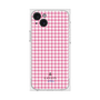 プレミアムスクエアケース［ Houndstooth Pattern Pink with LANVIN en Bleu logo- ランバン 千鳥格子柄 ピンク ］