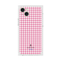 プレミアムスクエアケース［ Houndstooth Pattern Pink with LANVIN en Bleu logo- ランバン 千鳥格子柄 ピンク ］