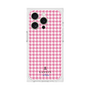 プレミアムスクエアケース［ Houndstooth Pattern Pink with LANVIN en Bleu logo- ランバン 千鳥格子柄 ピンク ］