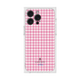 プレミアムスクエアケース［ Houndstooth Pattern Pink with LANVIN en Bleu logo- ランバン 千鳥格子柄 ピンク ］