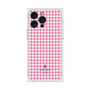 プレミアムスクエアケース［ Houndstooth Pattern Pink with LANVIN en Bleu logo- ランバン 千鳥格子柄 ピンク ］