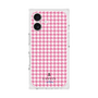 プレミアムスクエアケース［ Houndstooth Pattern Pink with LANVIN en Bleu logo- ランバン 千鳥格子柄 ピンク ］