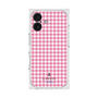 プレミアムスクエアケース［ Houndstooth Pattern Pink with LANVIN en Bleu logo- ランバン 千鳥格子柄 ピンク ］