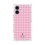 プレミアムスクエアケース［ Houndstooth Pattern Pink with LANVIN en Bleu logo- ランバン 千鳥格子柄 ピンク ］